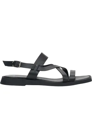 Estro Schoenen, Dames, Zwart, 40 EU, Leer, Zwarte leren sandalen voor vrouwen met dunne bandjes