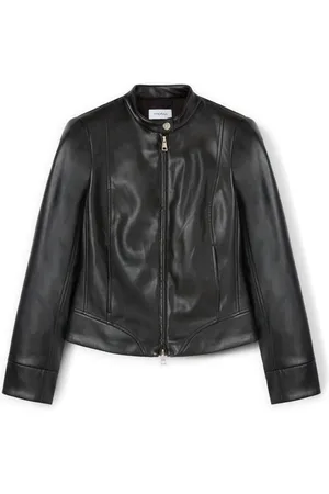 Motivi Jassen, Dames, Zwart, XL, Polyester, Blousonjack van gecoate stof met vormgevende snitten