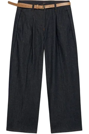 Oltre Jeans, Dames, Blauw, XL, Denim, Palazzo jeans in denim met plooien aan de voorkant