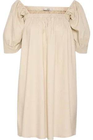 Gestuz Kleedjes, Dames, , 2Xl, Linnen, Korte Linnen Jurk met Ruchedetails