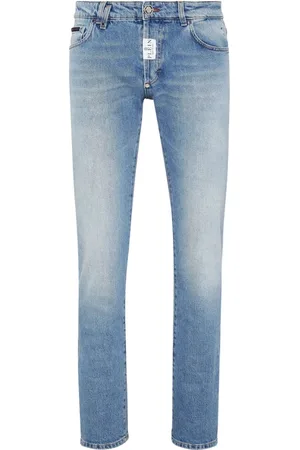 Philipp Plein Jeans, Heren, Blauw, W31, Denim, Slim Fit Denim Jeans