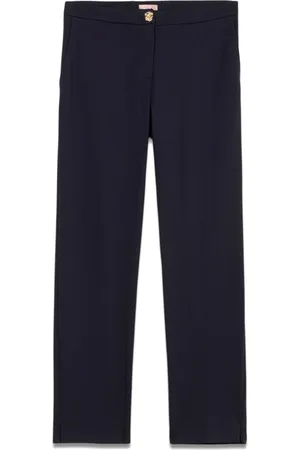 Oltre Broeken, Dames, Blauw, 2Xl, Polyester, Broek in Milano-steek