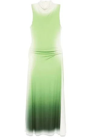 Simkhai Kleedjes, Dames, Groen, M, Rayon, Chromatische Ombre Mouwloze Midi Jurk