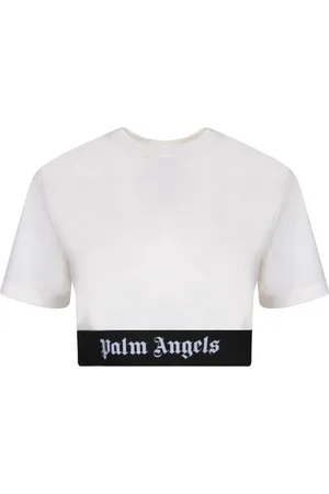 Palm Angels Tops, Dames, Wit, S, Katoen, Wit T-shirt Chic Stijl