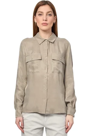 Guess Blouses & Shirts, Dames, Grijs, L, Grijze Utility Overhemd met Lange Mouwen