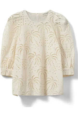 Sofie Schnoor Blouses & Shirts, Dames, Wit, S, Katoen, Elegante Broderie Anglaise Blouse