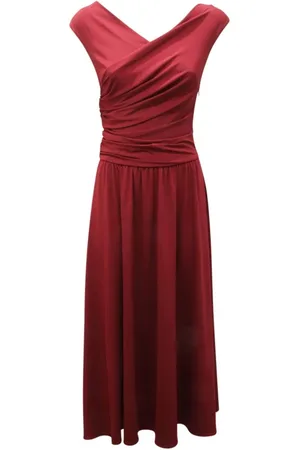 Max Mara Kleedjes, Dames, Rood, L, Jersey jurk met zijrits