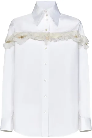 Alexander McQueen Blouses & Shirts, Dames, Wit, S, Chiffon, Wit overhemd met chiffon details