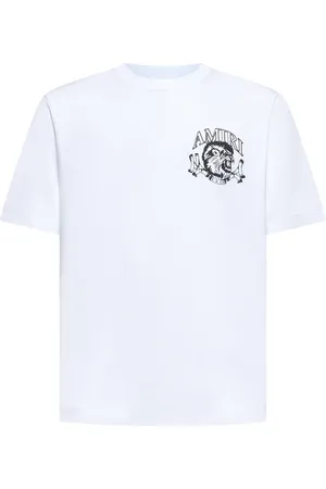 AMIRI Tops, Heren, Wit, S, Katoen, Leeuw Outline Tee Wit T-shirts Polos