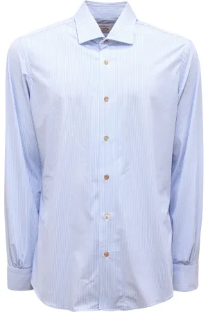 MAZZARELLI Overhemden, Heren, Blauw, L, Tecno Sport Tech Slim Shirt Made in Italy
