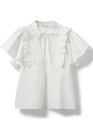 Sofie Schnoor Blouses & Shirts, Dames, Wit, XS, Vrouwelijke Blouse met Ruchedetails