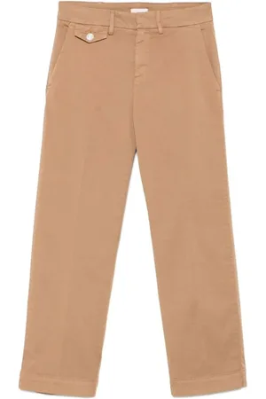 Liu Jo Broeken, Dames, Bruin, W28, Katoen, Beige Chino Cropped Flare Broek