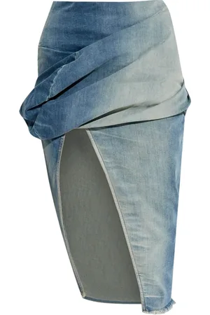 Rick Owens Rokken, Dames, Blauw, S, Denim, Blauwe Denim Rok met Zijsplit