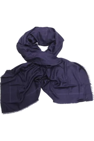 Elisabetta Franchi Accessoires, Dames, Blauw, ONE Size, Jacquard Pashmina Sjaal met Franje Rand