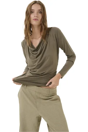 My Essential Wardrobe Blouses & Shirts, Dames, Groen, 2Xl, Elegant Waterfall Blouse Sea Turtle
