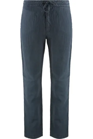 120% Lino Broeken, Heren, Blauw, L, Linnen, Linnen broek met achterzakken