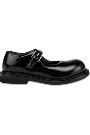 Moschino Schoenen, Heren, Zwart, 42 EU, Leer, Zwarte leren ronde neus dubbele zool schoen