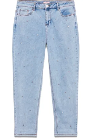 Oltre Jeans, Dames, Blauw, L, Katoen, Boyfit jeans met opgestikte zakken