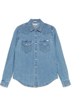 Mother Blouses & Shirts, Dames, Blauw, M, Denim, Western Denim Button-Up Shirt