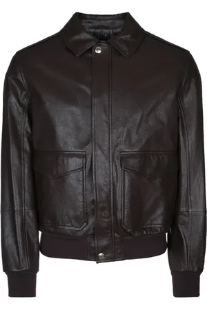 Brunello Cucinelli Jassen, Heren, Bruin, M, Leer, Aviatore Leren Jassen