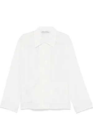 OUR LEGACY Overhemden, Heren, Wit, M, Katoen, Gestreepte vakantiejacket met relaxte pasvorm