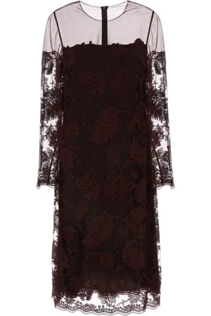 ERMANNO SCERVINO Kleedjes, Dames, Paars, S, Katoen, Midi Kant Jurk