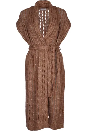 Brunello Cucinelli Kleedjes, Dames, Bruin, S, Polyester, Stijlvolle Gebreide Vest