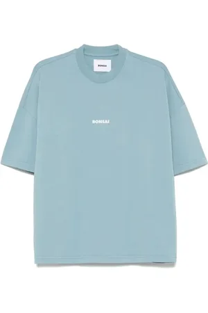 BONSAI Tops, Heren, Blauw, XL, Logo Tee Drop Shoulder Korte Mouwen