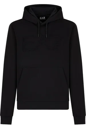 EA7 Sweatshirts & Hoodies, Heren, Zwart, XL, Katoen, Zwarte hoodie sweatshirt voor heren
