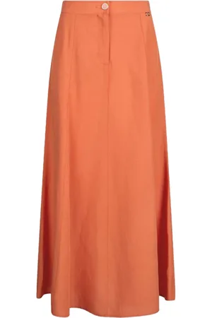 Liu Jo Rokken, Dames, Oranje, S, Linnen, Bruine Linnen Lange Rok