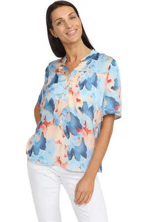 2-Biz Blouses & Shirts, Dames, Blauw, S, Nylon, Blauwe Bloom Shirt Blouse Samora. Omg 25