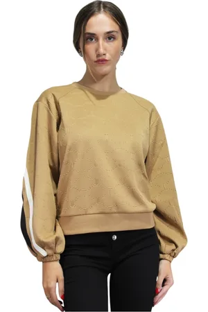Twin-Set Sweatshirts & Hoodies, Dames, , L, Polyester, Logo Herhaal Crewneck Sweatshirt Lange Mouw