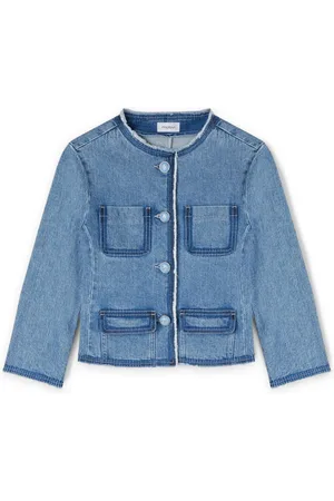 Motivi Jassen, Dames, Blauw, XS, Denim, Kraagloos Denimjasje