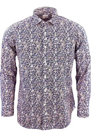 BAGUTTA Overhemden, Heren, Veelkleurig, S, Katoen, Gedrukt Blauw/Bruin Bloemenoverhemd
