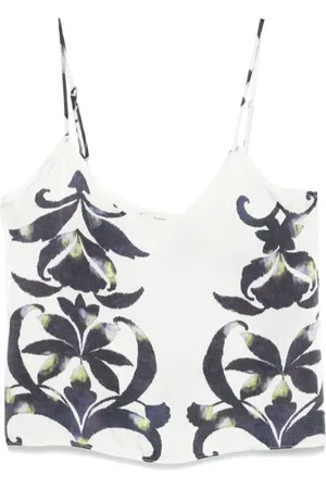 FORTE FORTE Tops, Dames, Zwart, M, Witte Verstelbare Spaghettibandjes Crop Top