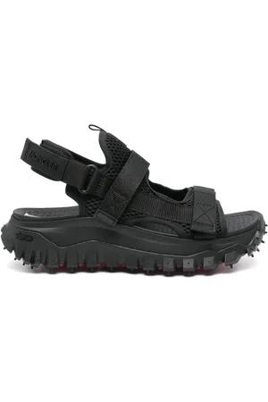 Moncler Schoenen, Dames, Zwart, 38 EU, Leer, Zwarte Leren Sandalen voor Vrouwen