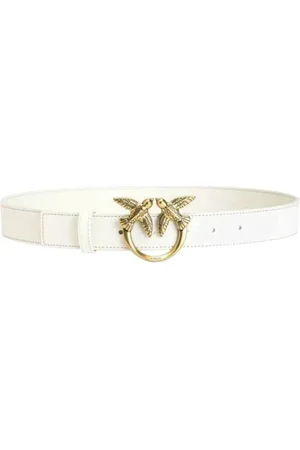 Pinko Accessoires, Dames, Wit, XS, Leren damesriem met logogesp