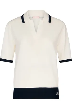 Liu Jo Truien, Dames, Wit, M, Witte korte mouw polotrui