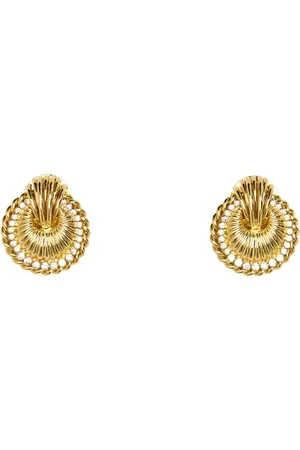 Alessandra Rich Accessoires, Dames, Geel, ONE Size, Schelp Kristal Oorbellen Stijlvolle Mode Sieraden