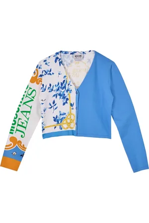 Moschino Truien, Dames, Veelkleurig, S, Foulard Print Cropped Vest