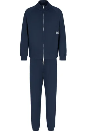 EA7 Sport, Heren, Blauw, L, Katoen, Blauw Sportief Trainingspak Set