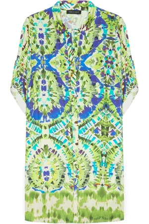 Fiorella rubino Kleedjes, Dames, Veelkleurig, 2Xl, Overhemdjurk met batikprint