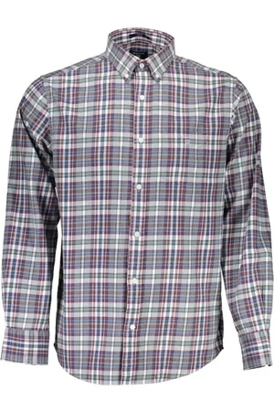 GANT Overhemden, Heren, Veelkleurig, S, Katoen, Blauw Katoenen Heren Overhemd Moderne Stijl