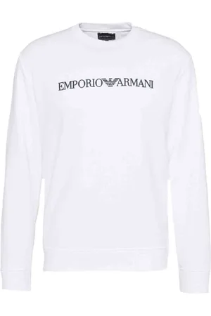 Emporio Armani Sweatshirts & Hoodies, Heren, Wit, M, Katoen, Katoen Logo Sweatshirt Lange Mouw