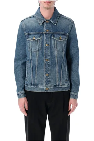 Golden Goose Jassen, Heren, Blauw, L, Denim, Blauwe Distressed Denim Jas Kleding