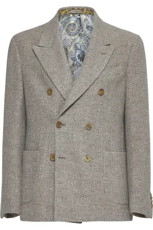 Etro Jassen, Heren, , XL, Wol, Double-Breasted Blazer met Pegaso-knopen