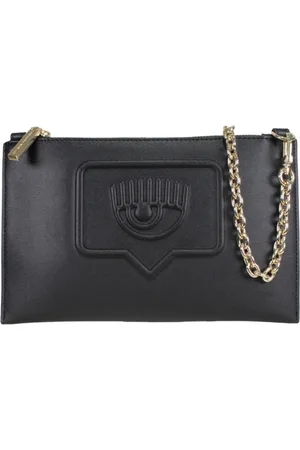 Chiara Ferragni Tassen, Dames, Zwart, ONE Size, Leer, Eco-leren clutch met afneembare ketting
