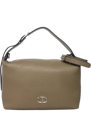 Twin-Set Tassen, Dames, Bruin, ONE Size, Leer, Schoudertas van imitatieleer met voorlogo