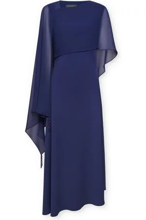 Elena Miro Kleedjes, Dames, Blauw, 4Xl, Elegante lange jurk met stola