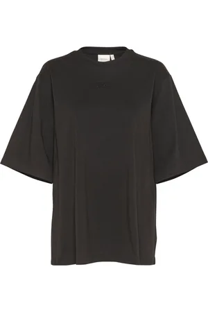 Gestuz Tops, Dames, Zwart, S, Katoen, Zwarte Geborduurde Tee